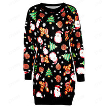 Load image into Gallery viewer, Paty Women Dress Autumn Christmas Printed Long 2020