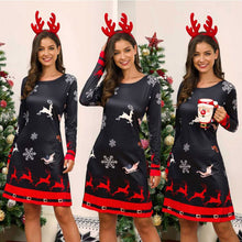 Load image into Gallery viewer, Women's Xmas Dress Snow Reindeer Long