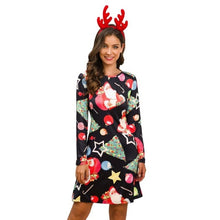 Load image into Gallery viewer, Women's Xmas Dress Snow Reindeer Long