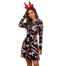 Load image into Gallery viewer, Women's Xmas Dress Snow Reindeer Long