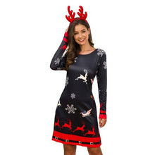 Load image into Gallery viewer, Women's Xmas Dress Snow Reindeer Long
