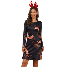 Load image into Gallery viewer, Women's Xmas Dress Snow Reindeer Long