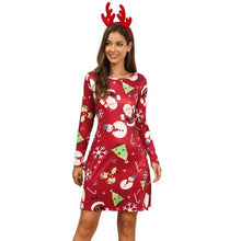 Load image into Gallery viewer, Women's Xmas Dress Snow Reindeer Long