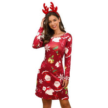 Load image into Gallery viewer, Women's Xmas Dress Snow Reindeer Long