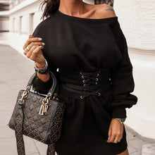 Load image into Gallery viewer, Winter Warm O Neck Sweatshirt Dress Women 2020